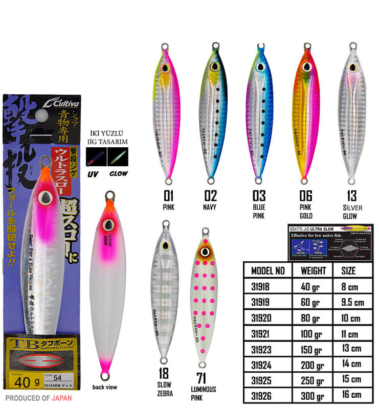 Cultiva 31918 Gekito Jig Ultra Slow 40g 8.0cm