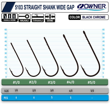Owner 5103 Straight Shank Wide Gap Uzun Pala Lüfer İğnesi