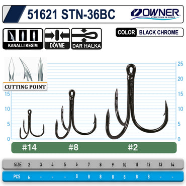 Owner 51621 Stn -36 Black Chrome Üçlü İğne