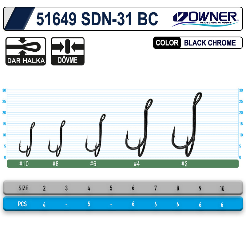 Owner 51649 Sdn-31Black Chrome İkili İğne