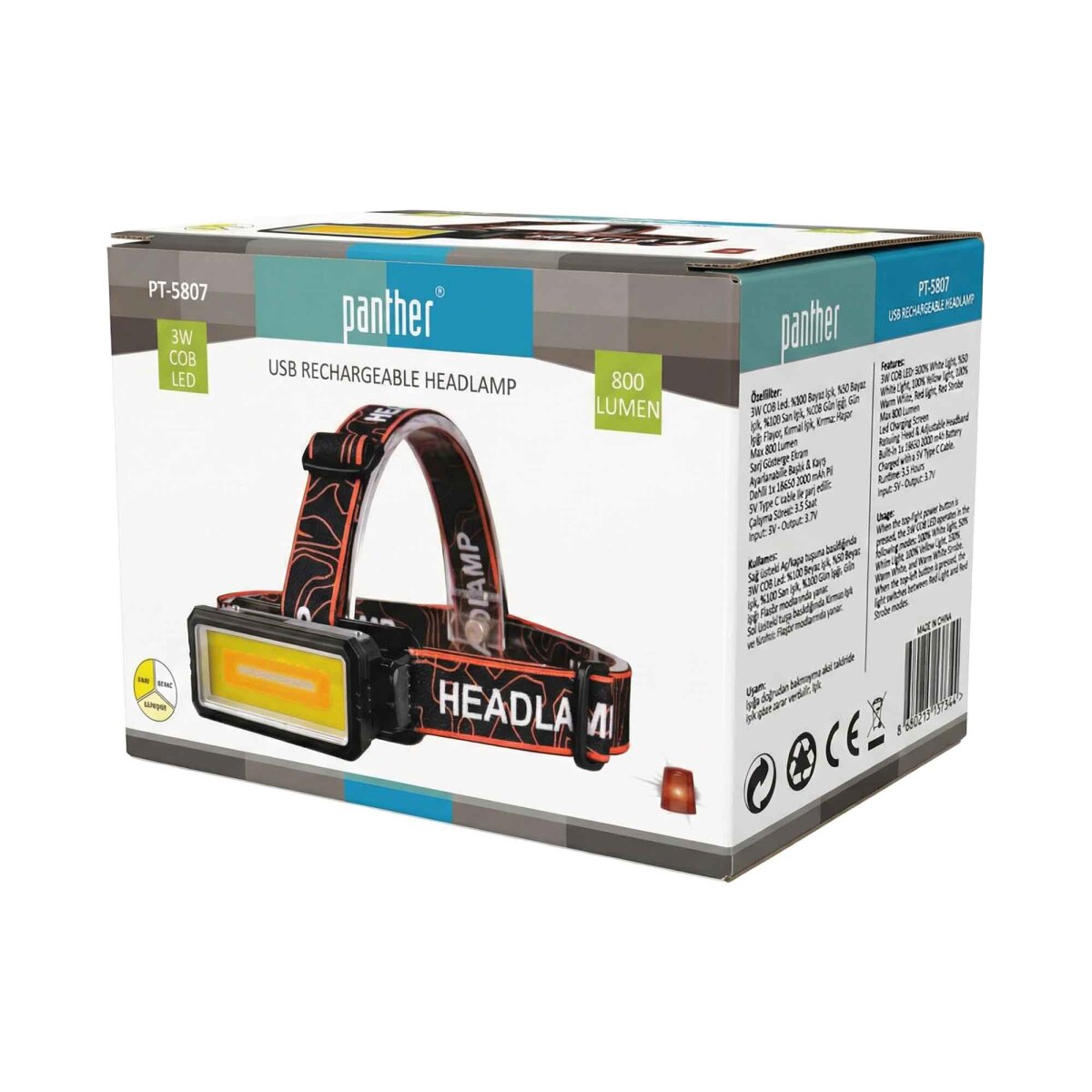 PANTHER PT-5807 USB ŞARJLI KAFA LAMBASI