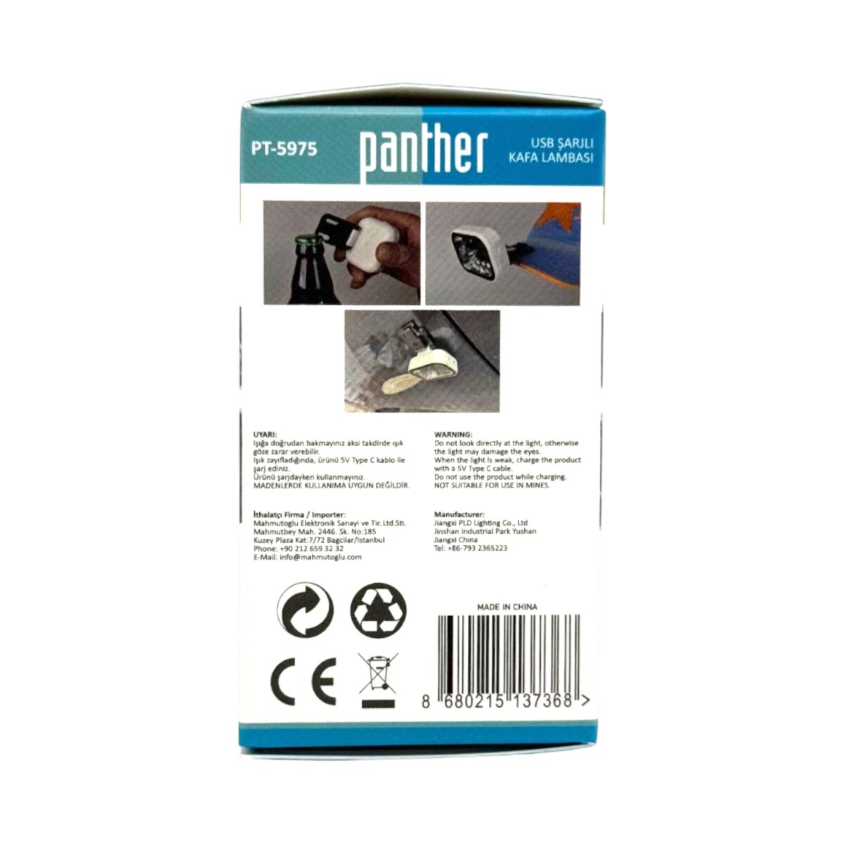 PANTHER PT-5975 USB ŞARJLI KAFA LAMBASI
