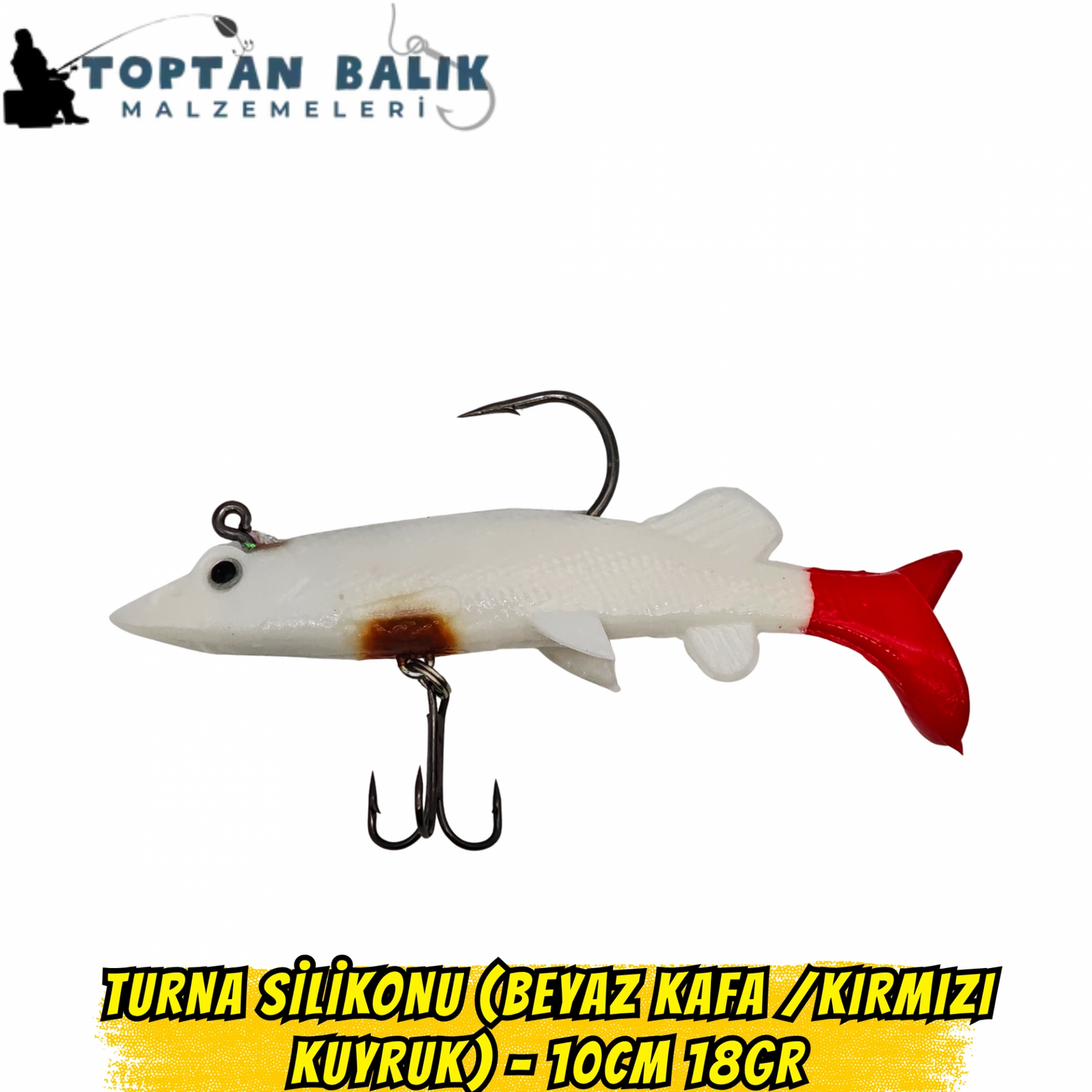 Fırsat Paketi: Turna Silikonu 10cm 18gr - Beyaz Kafa Kırmızı Kuyruk (5’li Set)