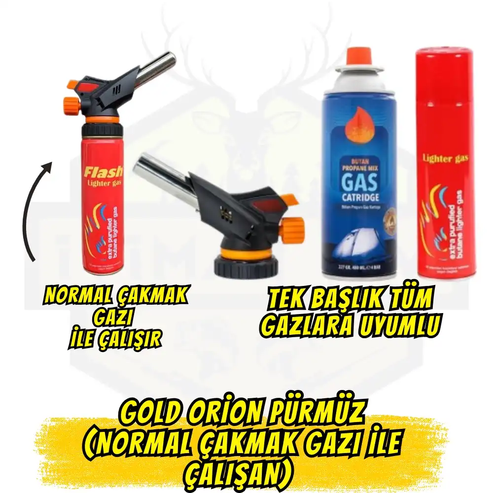 GOLD ORION OR-509C Profesyonel Pürmüz Çakmak - Normal Çakmak Gazı ile Çalışan Pratik Kamp ve Atölye Pürmüzü