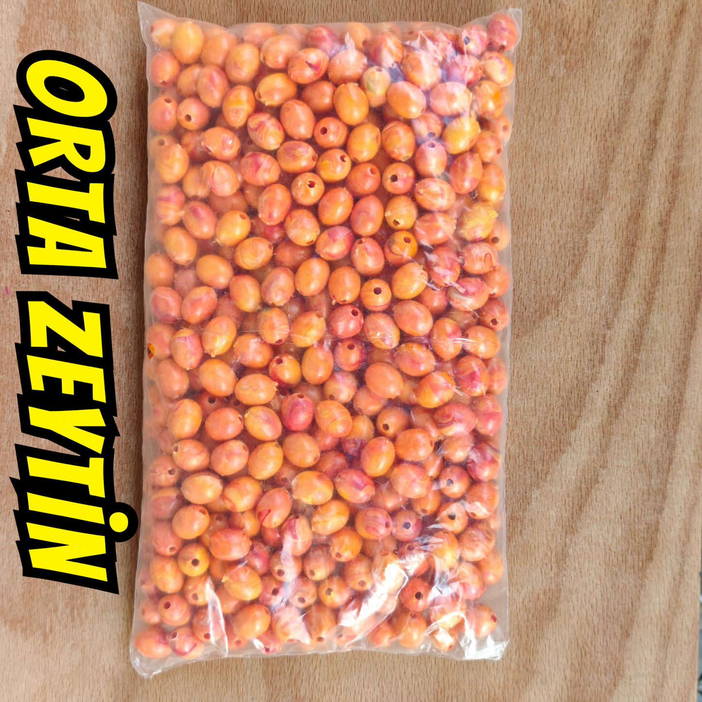 ORTA ZEYTİN BONCUK SARI-TURUNCULU