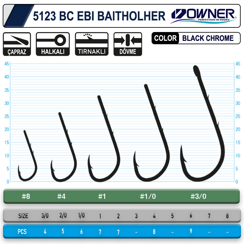 Owner 5123 Ebi Baitholder Black Chrome İğne