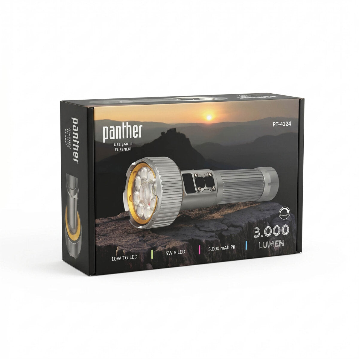 PANTHER PT-4124 USB ŞARJLI EL FENERİ