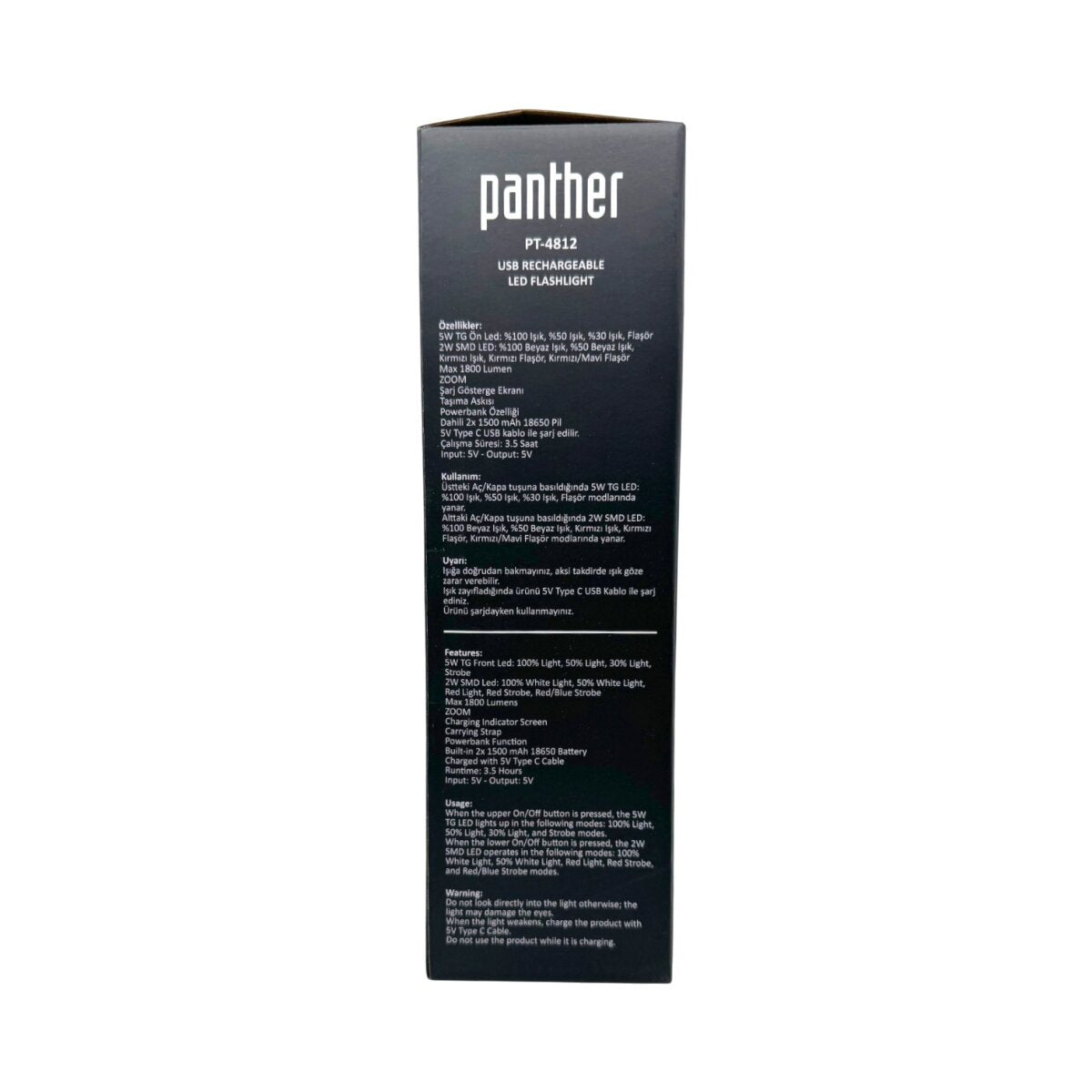 PANTHER PT-4812 USB ŞARJLI EL FENERİ