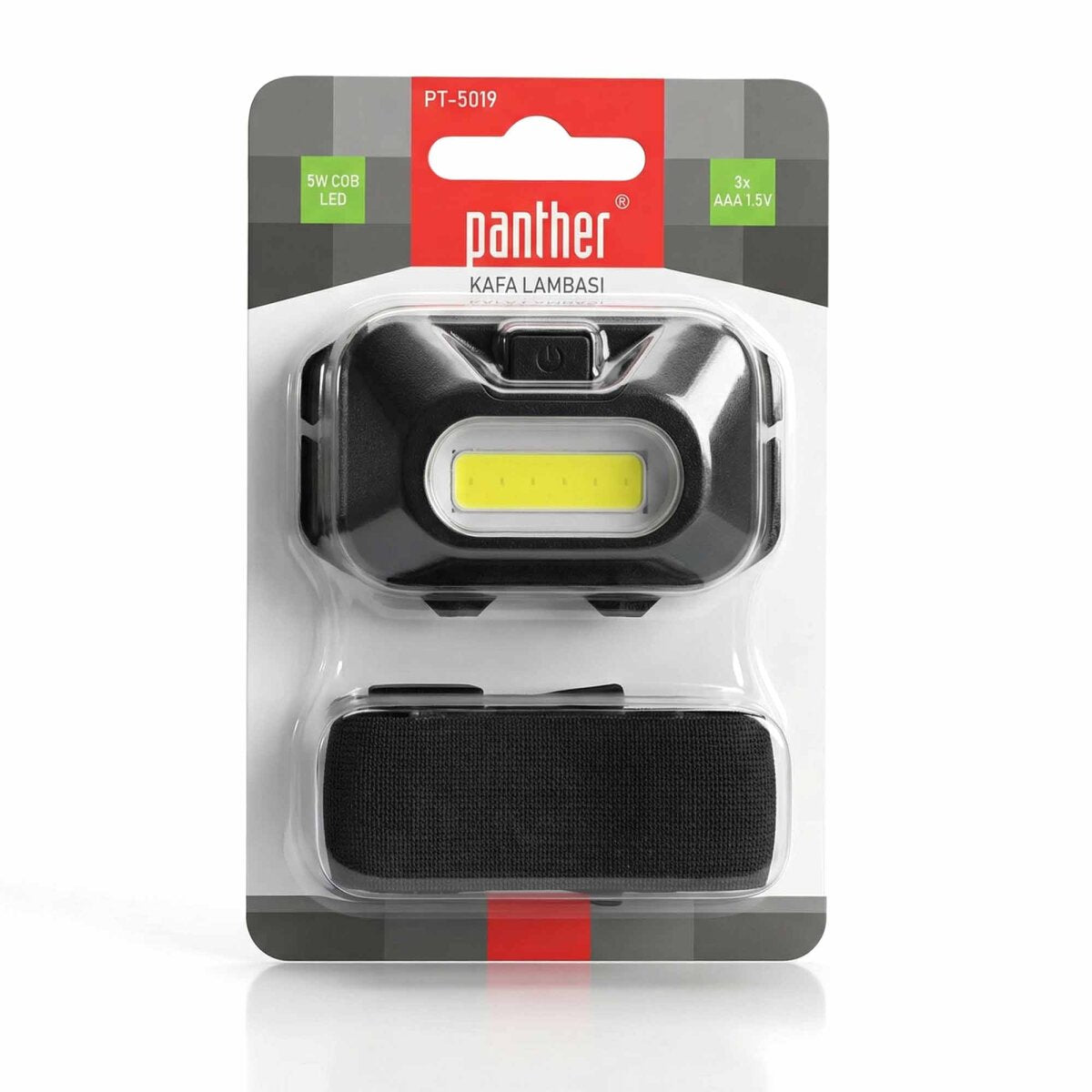 PANTHER PT-5019 3AAA 5W COB LED PİLLİ KAFA LAMBASI