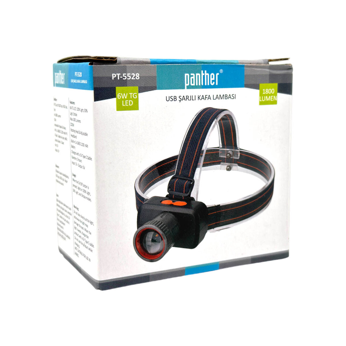 PANTHER PT-5528 USB ŞARJLI KAFA LAMBASI