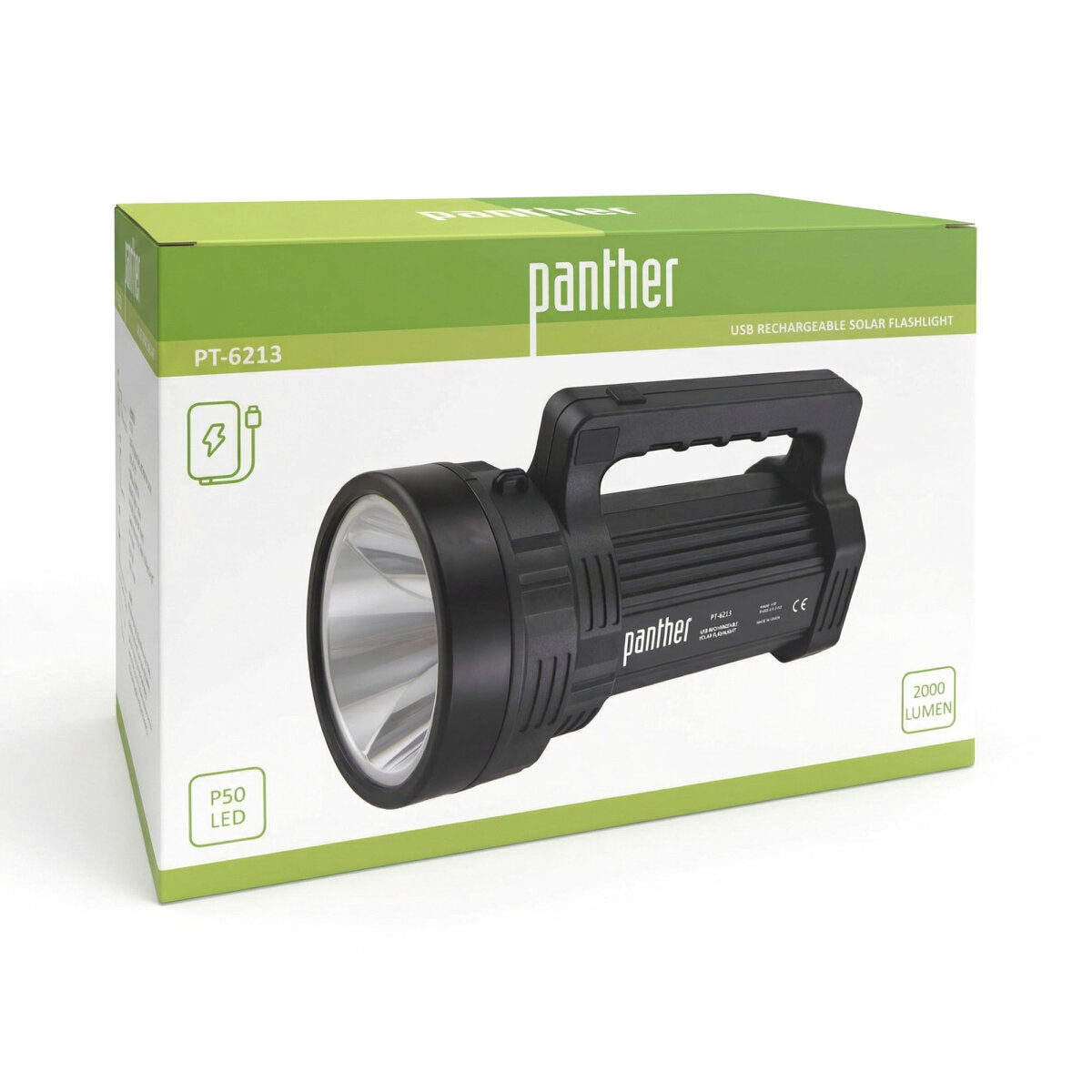 PANTHER PT-6213 USB ŞARJLI SOLAR EL FENERİ