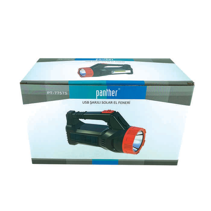 PANTHER PT-7757S USB ŞARJLI SOLAR EL FENERİ