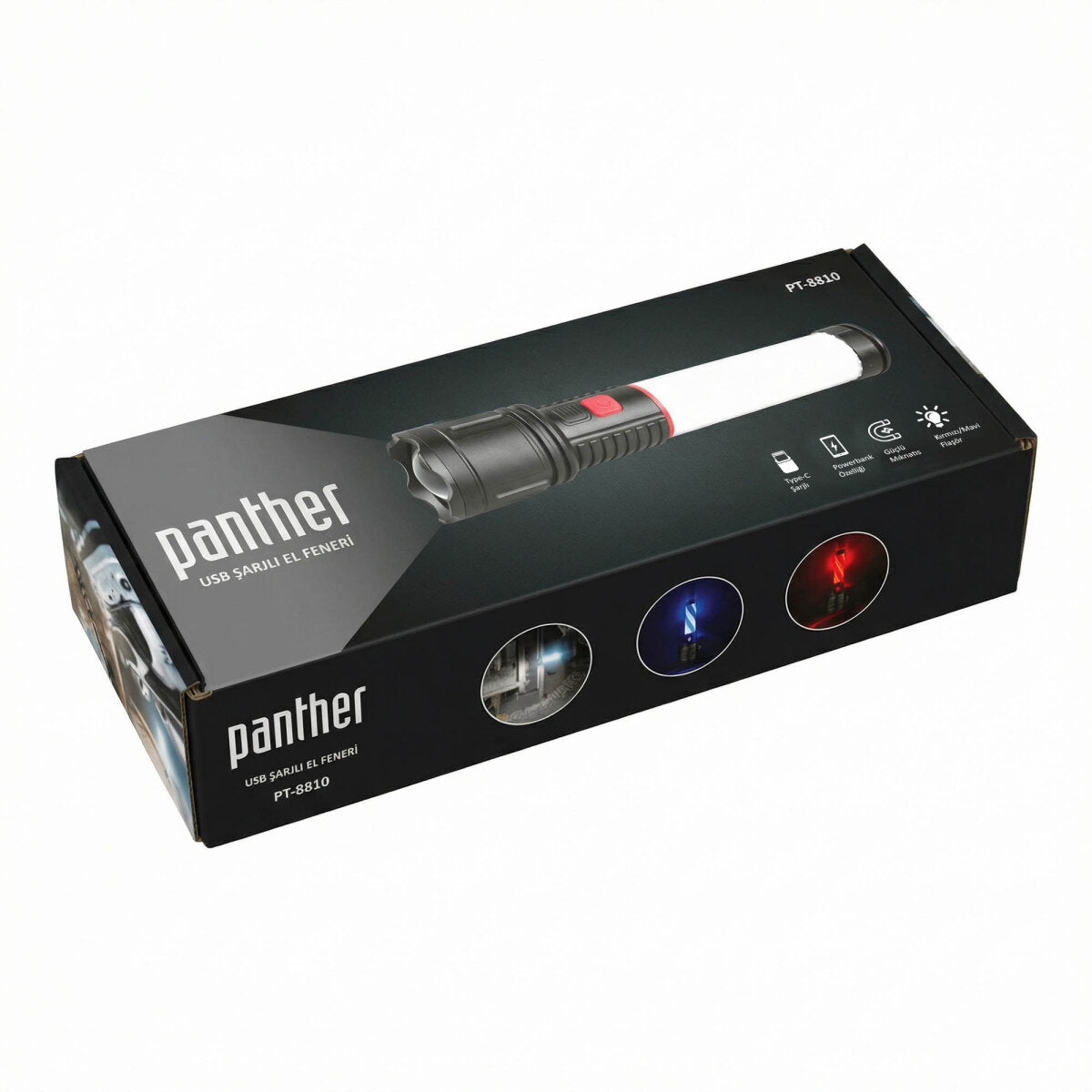 PANTHER PT-8810 USB ŞARJLI EL FENERİ