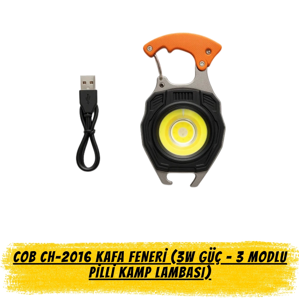 Q-Max Çok Fonksiyonlu Mini LED Lamba - Anahtarlık Boyutunda, USB Şarjlı, 7 Modlu ve Çakmak Özellikli